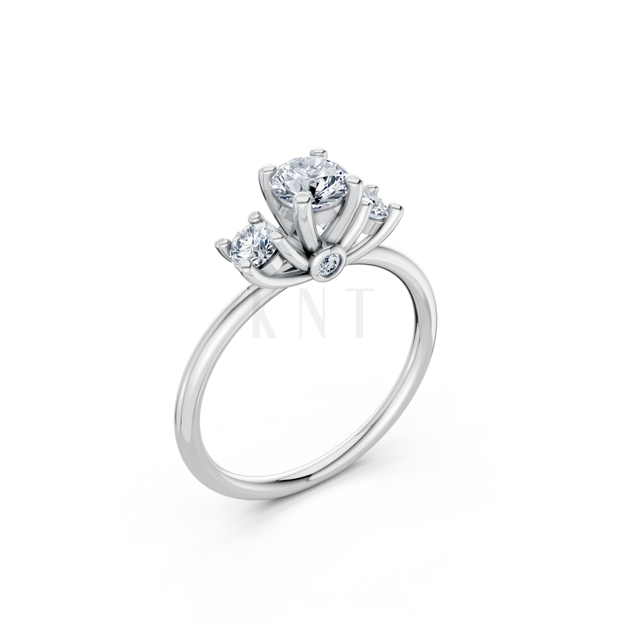 Nhẫn đính hôn đá US R313 màu vàng trắng White Gold kiểu dáng hiện đại, nổi bật