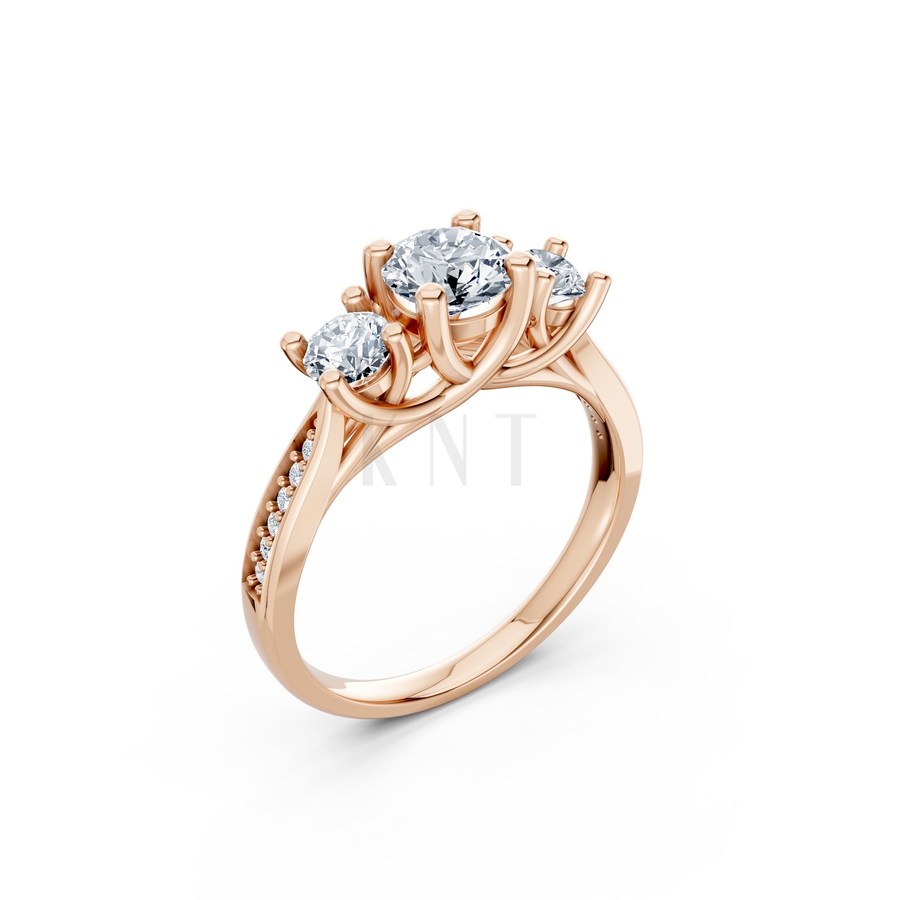 Nhẫn đính hôn đá US R314 màu vàng hồng Rose Gold họa tiết ấn tượng, cá tính