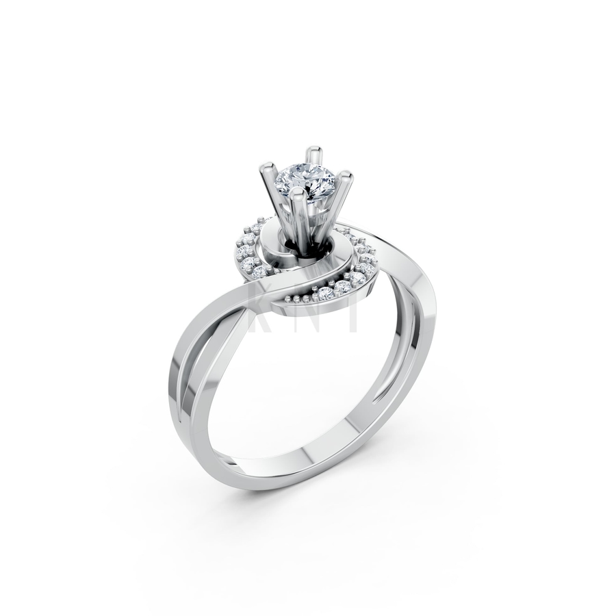 Nhẫn đính hôn đá cao cấp R316 màu vàng trắng White Gold kiểu dáng hiện đại, nổi bật