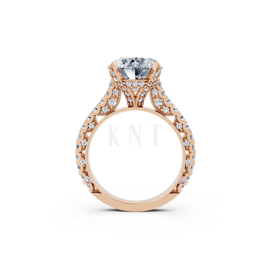 Nhẫn đính hôn đá US R317 màu vàng hồng Rose Gold vàng đẹp, họa tiết hình học, độc đáo