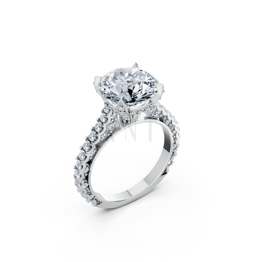 Nhẫn đính hôn đá US R317 màu vàng trắng White Gold kiểu dáng hiện đại, nổi bật