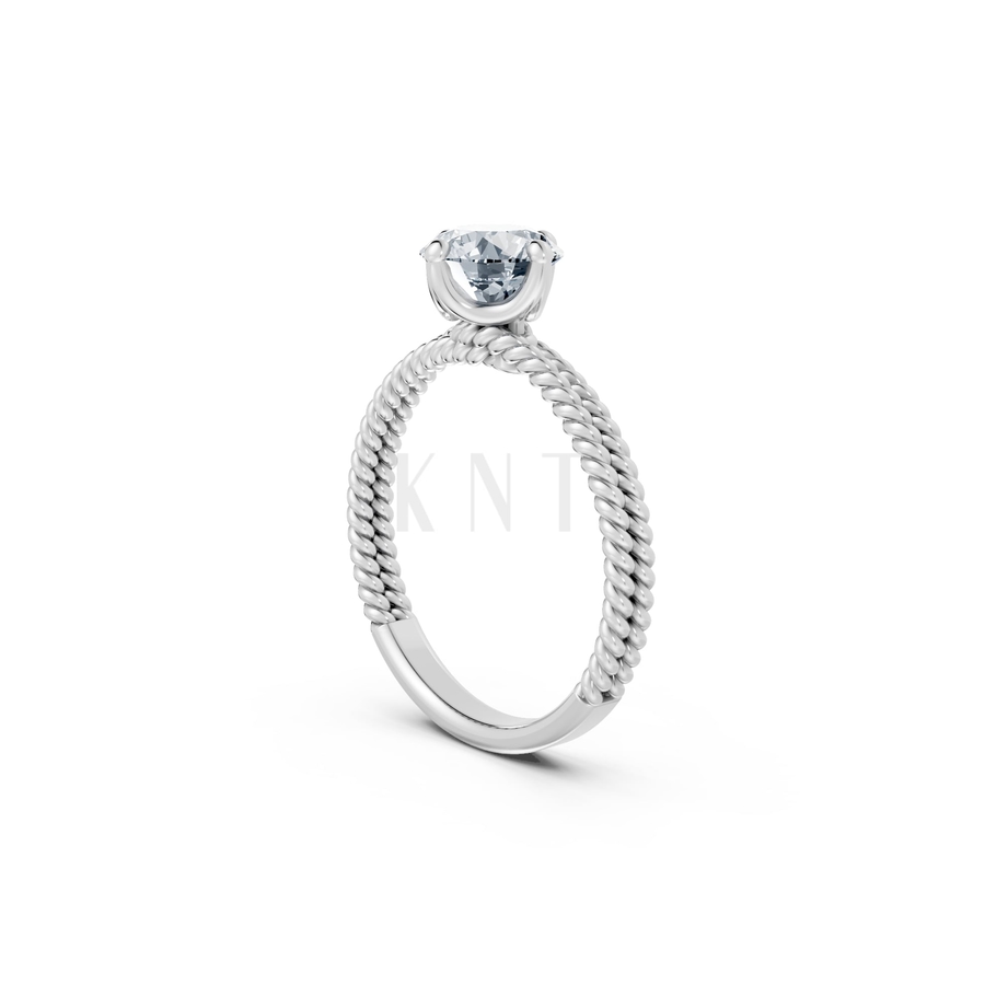 Nhẫn đính hôn đá US R318 màu vàng trắng White Gold vàng sáng bóng, thiết kế trẻ trung