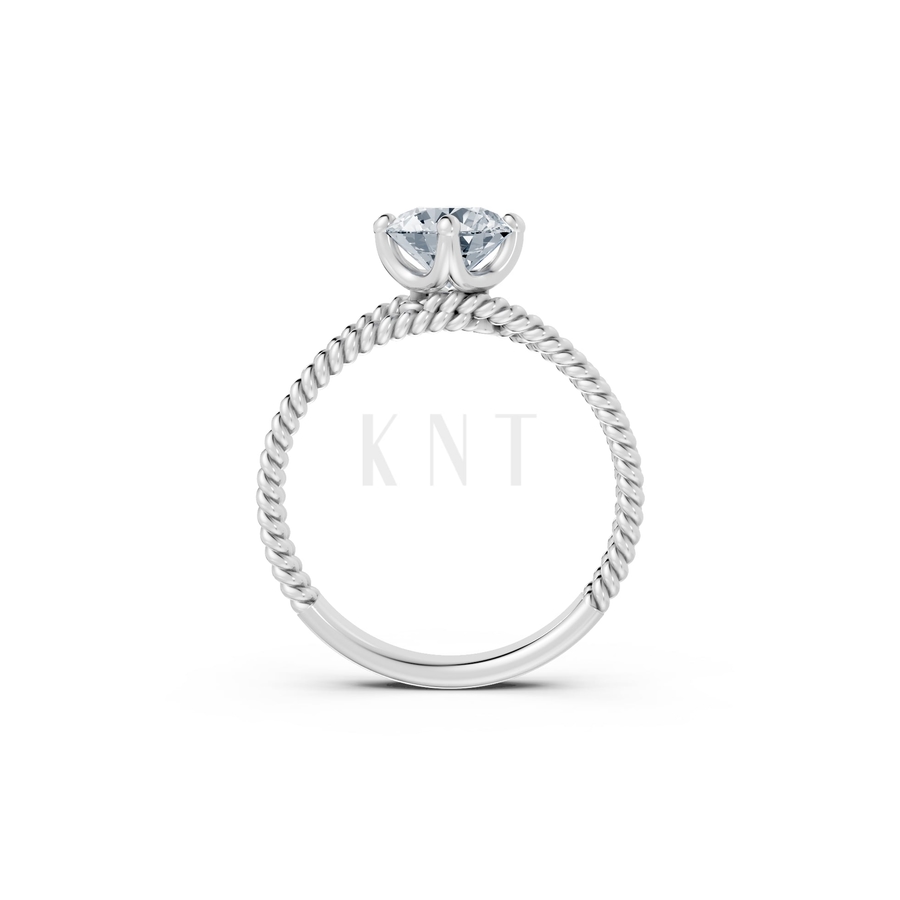 Nhẫn đính hôn đá US R318 màu vàng trắng White Gold kiểu dáng cá tính, hiện đại