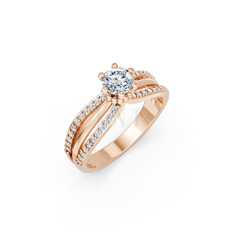 Nhẫn đính hôn R324 màu vàng hồng Rose Gold họa tiết ấn tượng, cá tính