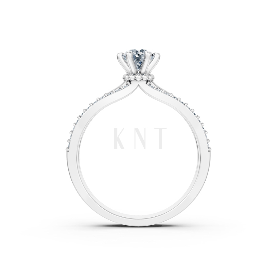 Nhẫn đính hôn R324 màu vàng trắng White Gold vàng sáng bóng, thiết kế trẻ trung