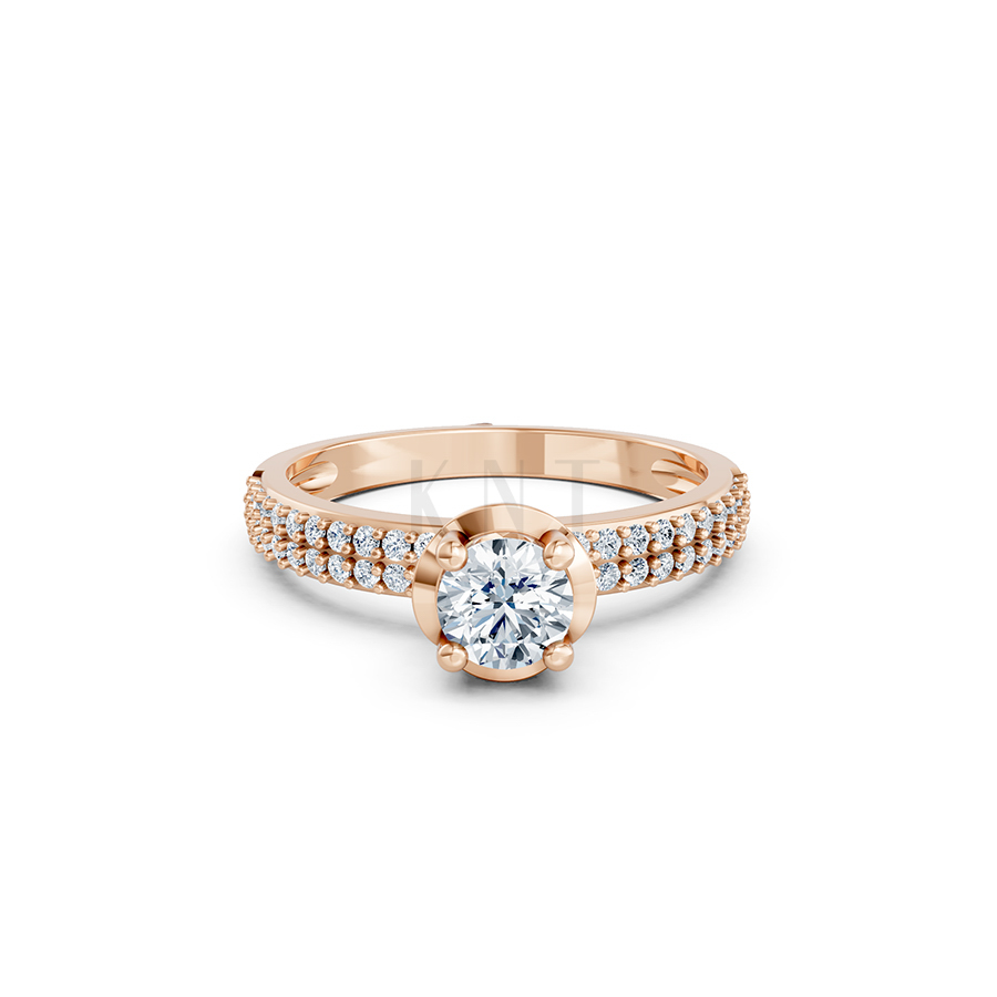 Nhẫn đính hôn R325 màu vàng hồng Rose Gold thiết kế đối xứng, phong cách, ấn tượng