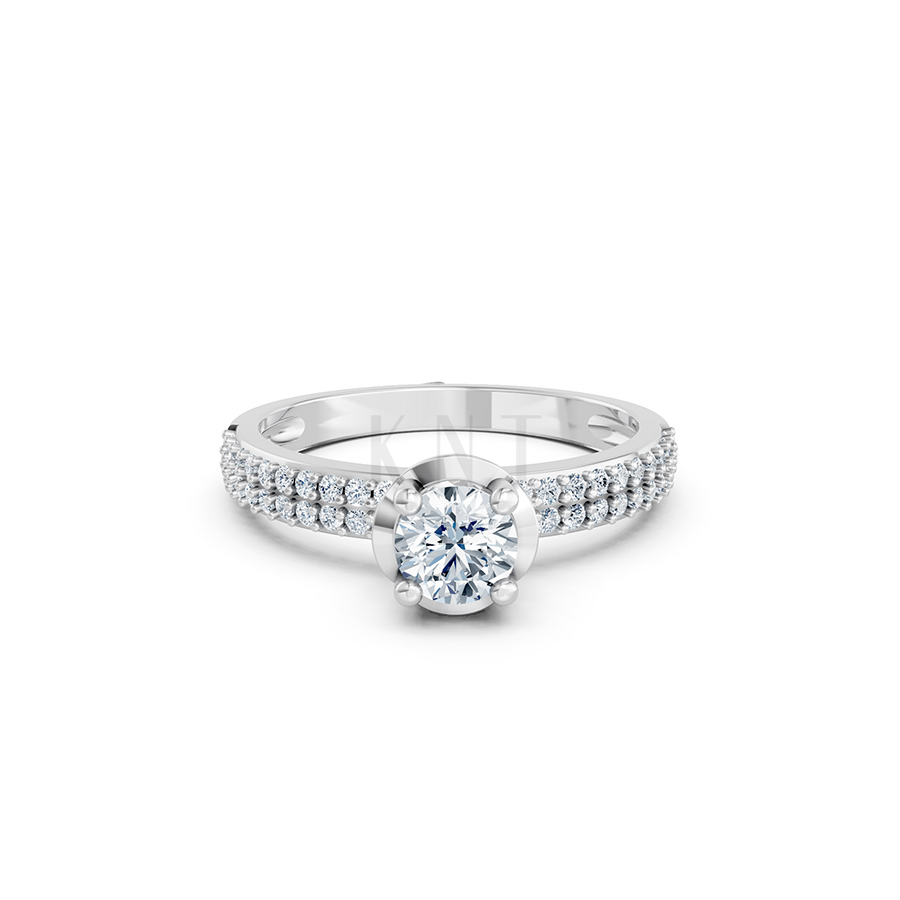 Nhẫn đính hôn R325 màu vàng trắng White Gold vàng sáng bóng, thiết kế trẻ trung