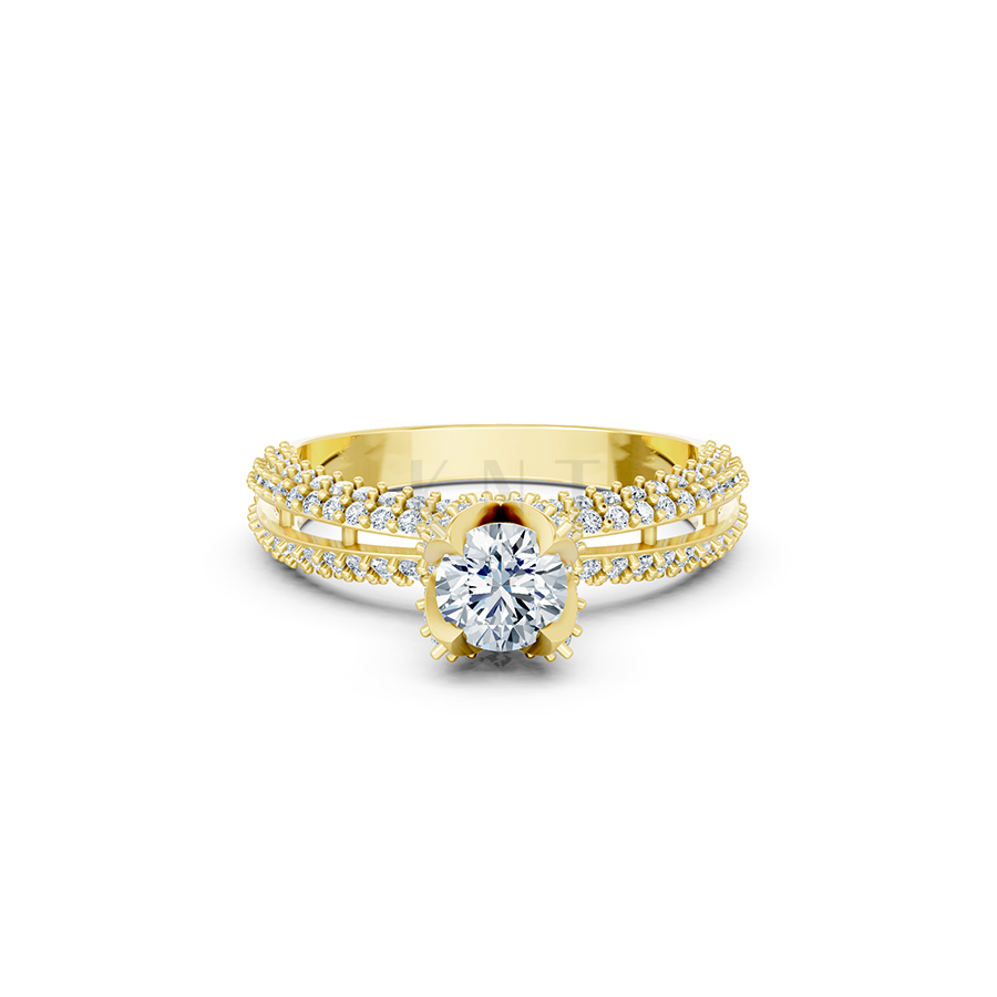 Nhẫn đính hôn đá US R327 màu Vàng Gold thiết kế phá cách, sang trọng