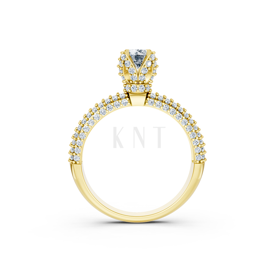 Nhẫn đính hôn đá US R327 màu Vàng Gold thiết kế tinh xảo, độc đáo