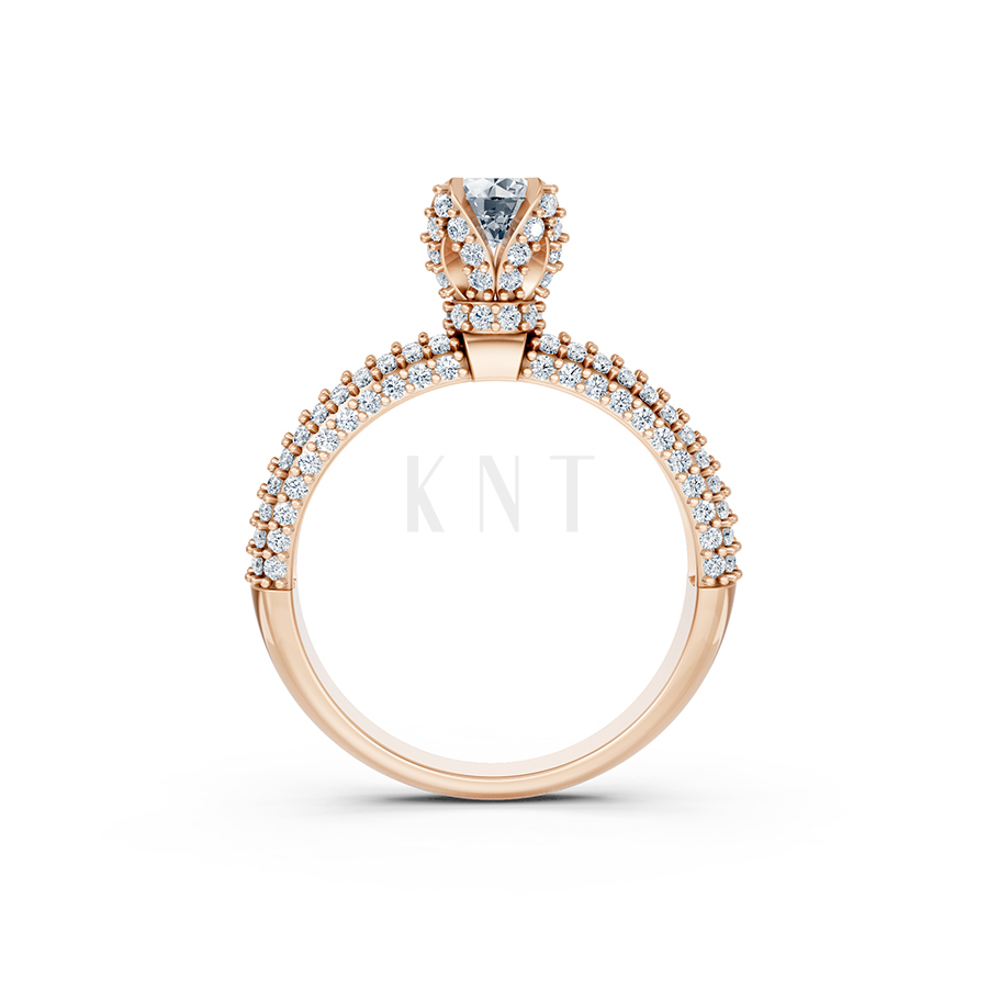 Nhẫn đính hôn đá US R327 màu vàng hồng Rose Gold thiết kế đối xứng, phong cách, ấn tượng