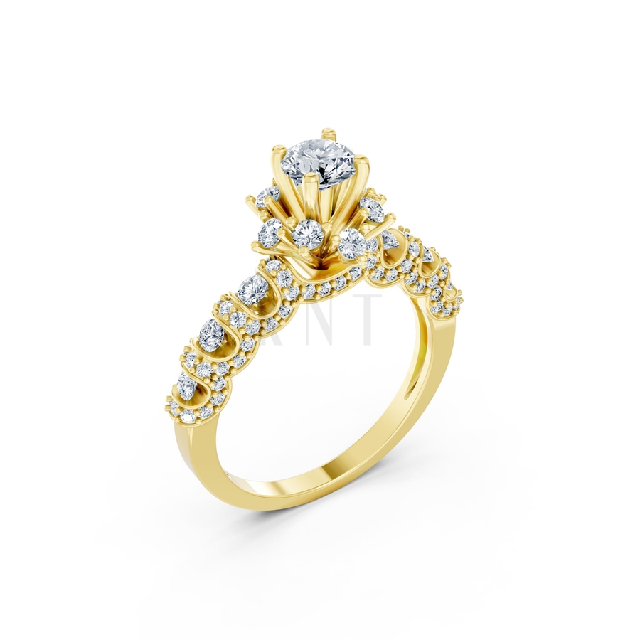 NHẪN ĐÍNH HÔN R328 màu Vàng Gold thiết kế tinh tế, sang trọng