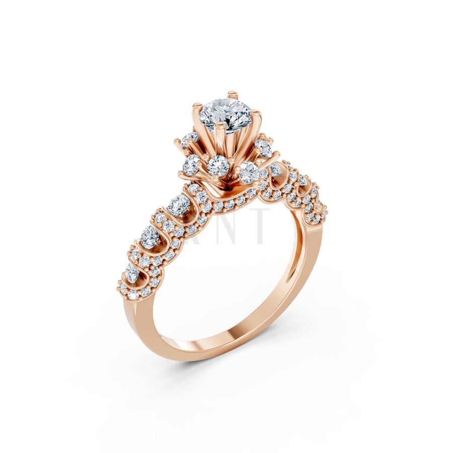 NHẪN ĐÍNH HÔN R328 màu vàng hồng Rose Gold họa tiết ấn tượng, cá tính