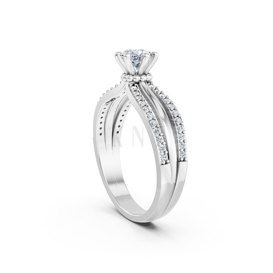 Nhẫn đính hôn SUMMER – R329 màu vàng trắng White Gold kiểu dáng cá tính, hiện đại