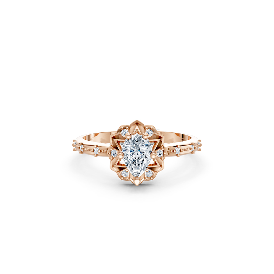 Nhẫn đính hôn WINTER R331 màu vàng hồng Rose Gold thiết kế đối xứng, phong cách, ấn tượng