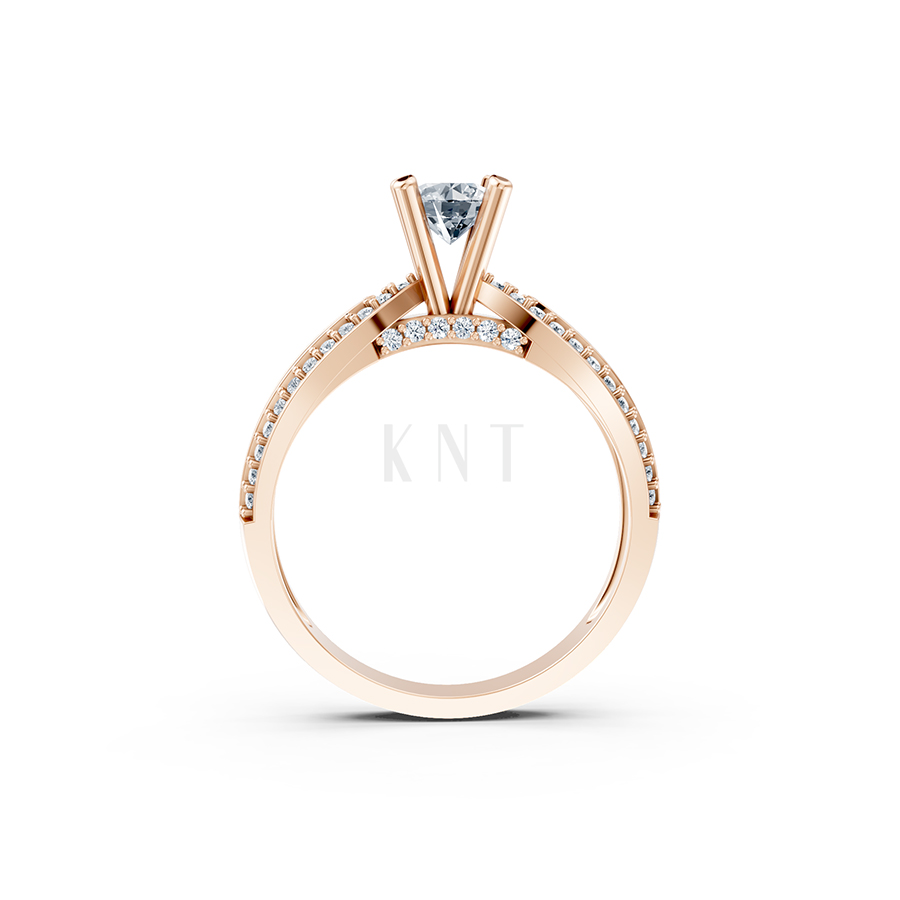 Nhẫn đính hôn R332 màu vàng hồng Rose Gold phong cách trẻ trung, nổi bật