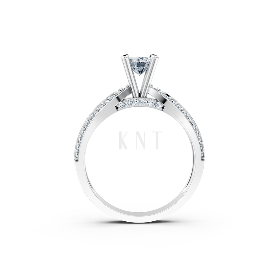 Nhẫn đính hôn R332 màu vàng trắng White Gold kiểu dáng cá tính, hiện đại