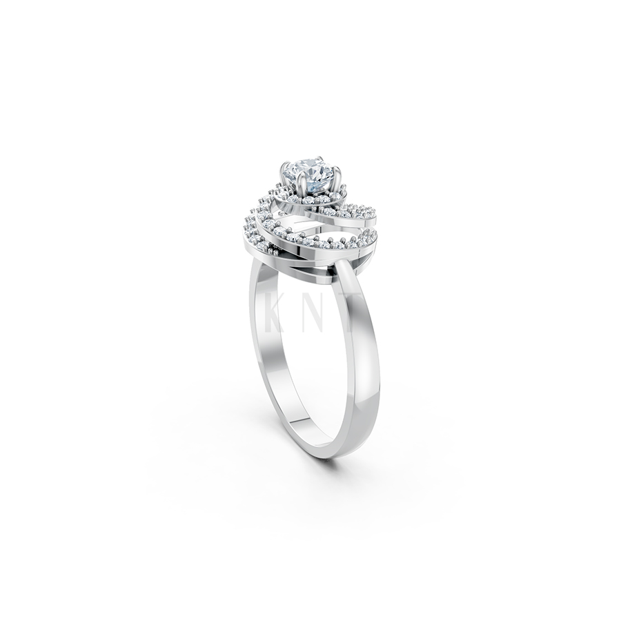 Nhẫn đính hôn đá cao cấp R333 màu vàng trắng White Gold vàng sáng, đường nét sắc sảo, tinh tế