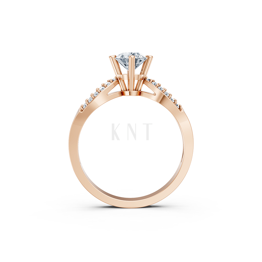 Nhẫn đính hôn đá US R336 – ALORA màu vàng hồng Rose Gold thiết kế đối xứng, phong cách, ấn tượng