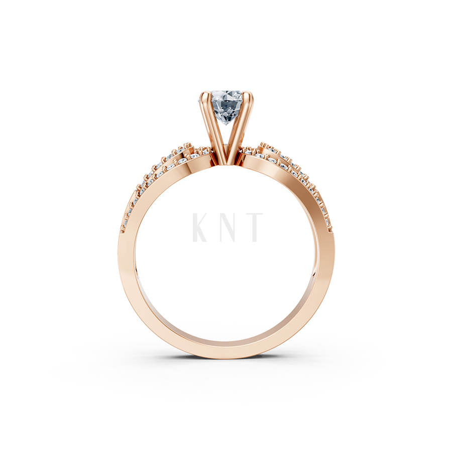 Nhẫn đính hôn R337 màu vàng hồng Rose Gold cặp đôi, phong cách trẻ trung, nổi bật