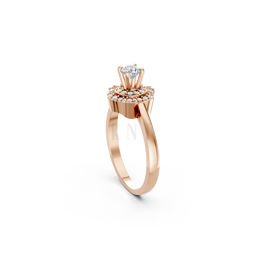 Nhẫn đính hôn R340 màu vàng hồng Rose Gold cặp đôi, phong cách trẻ trung, nổi bật