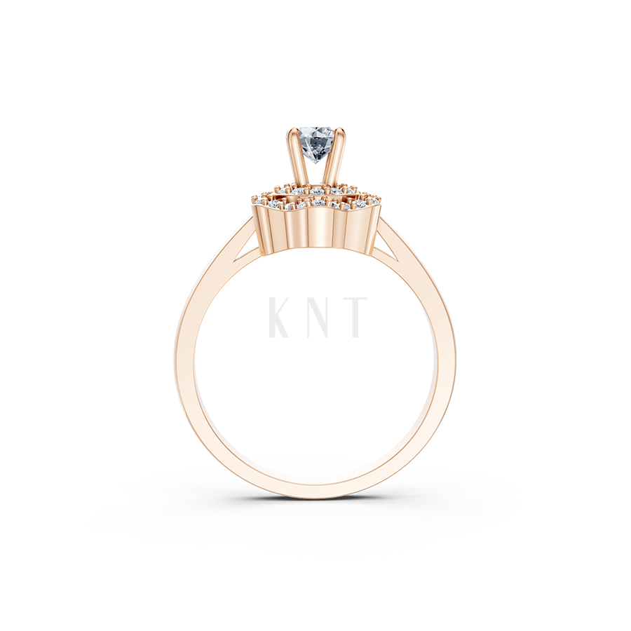 Nhẫn đính hôn R340 màu vàng hồng Rose Gold thiết kế đối xứng, phong cách, ấn tượng