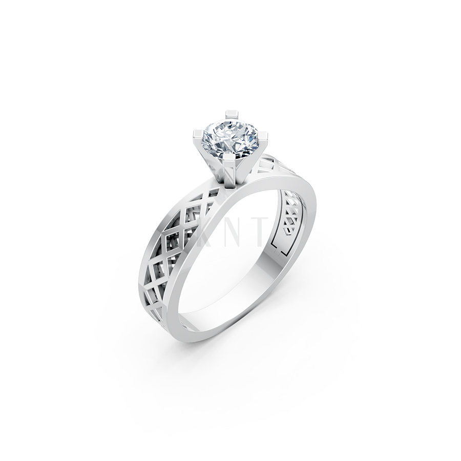 Nhẫn đính hôn đá US R348 – ALMA màu vàng trắng White Gold kiểu dáng hiện đại, nổi bật