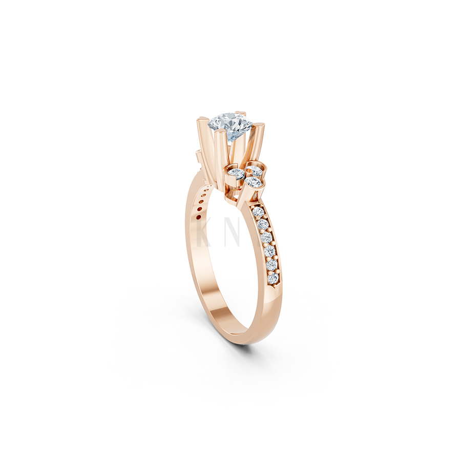 Nhẫn đính hôn đá US R352 – ALINA màu vàng hồng Rose Gold thiết kế đối xứng, phong cách, ấn tượng