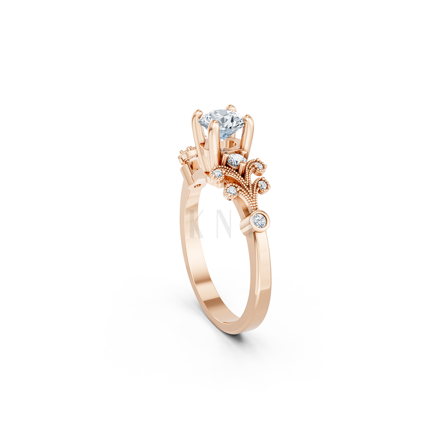 Nhẫn đính hôn đá US R353 – ALICIA màu vàng hồng Rose Gold phong cách trẻ trung, nổi bật