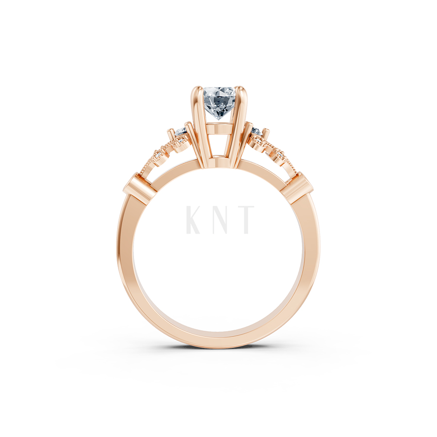 Nhẫn đính hôn đá US R353 – ALICIA màu vàng hồng Rose Gold vàng đẹp, họa tiết hình học, độc đáo