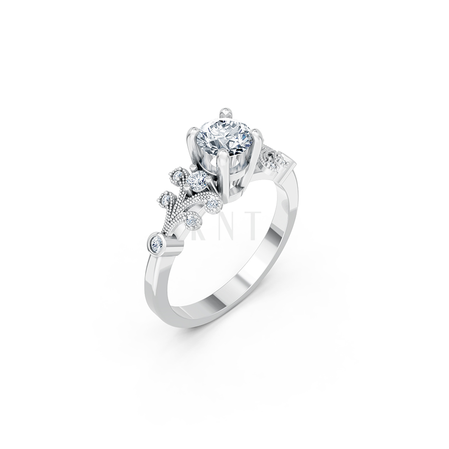 Nhẫn đính hôn đá US R353 – ALICIA màu vàng trắng White Gold kiểu dáng hiện đại, nổi bật