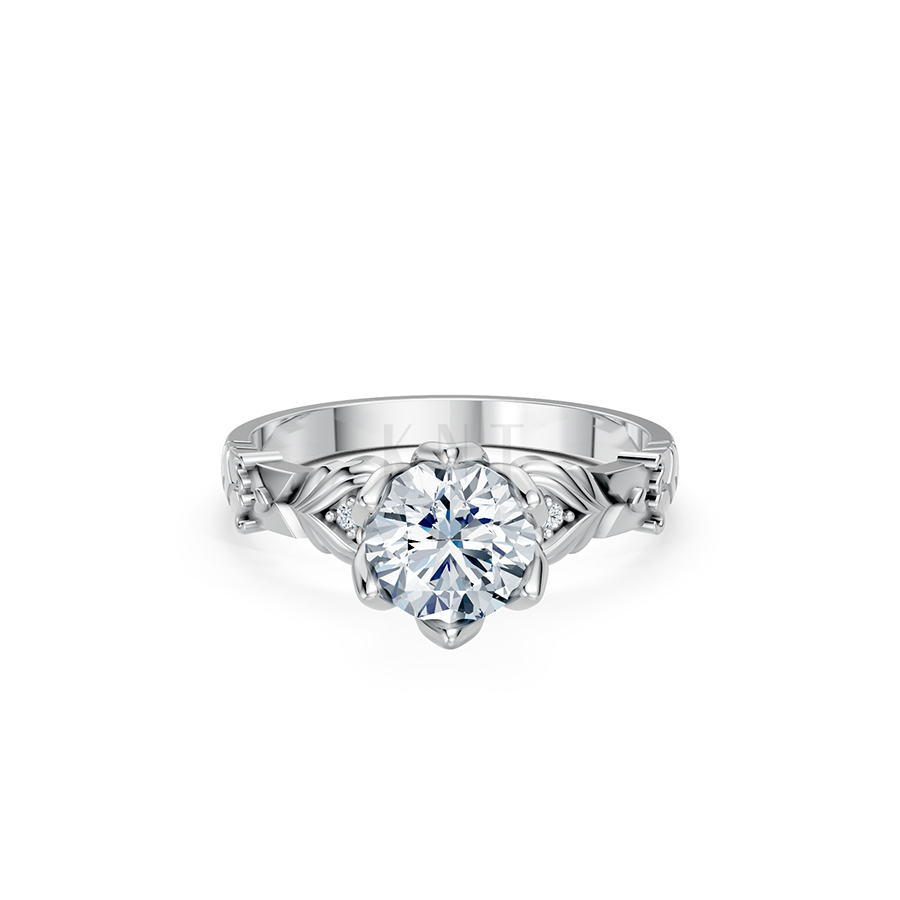 Nhẫn đính hôn Hy Lạp R363 – EROS màu vàng trắng White Gold vàng sáng bóng, thiết kế trẻ trung