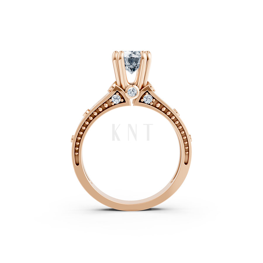 Nhẫn đính hôn Hy Lạp R366 – HESTIA màu vàng hồng Rose Gold vàng đẹp, họa tiết hình học, độc đáo