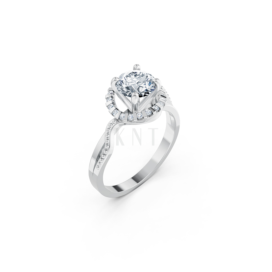 Nhẫn đính hôn Hy Lạp R367 – MOIRAI màu vàng trắng White Gold kiểu dáng hiện đại, nổi bật