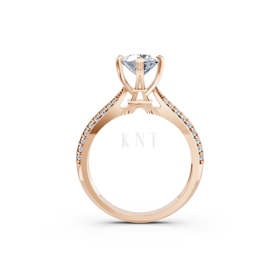 Nhẫn đính hôn Paris R393 màu vàng hồng Rose Gold vàng đẹp, họa tiết hình học, độc đáo