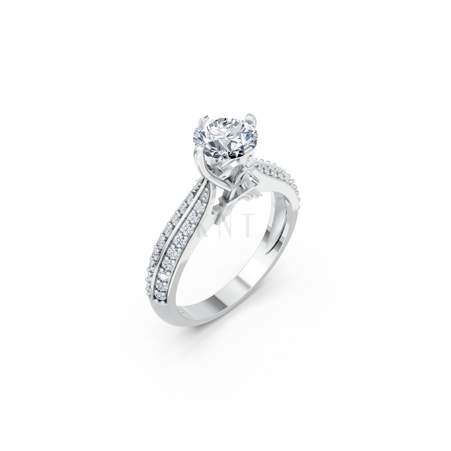 Nhẫn đính hôn Paris R393 màu vàng trắng White Gold kiểu dáng hiện đại, nổi bật