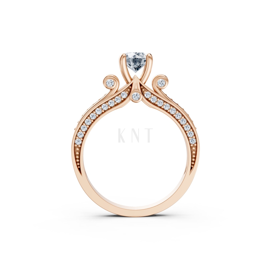 Nhẫn đính hôn đá cao cấp R405 – ADELYN màu vàng hồng Rose Gold vàng đẹp, họa tiết hình học, độc đáo