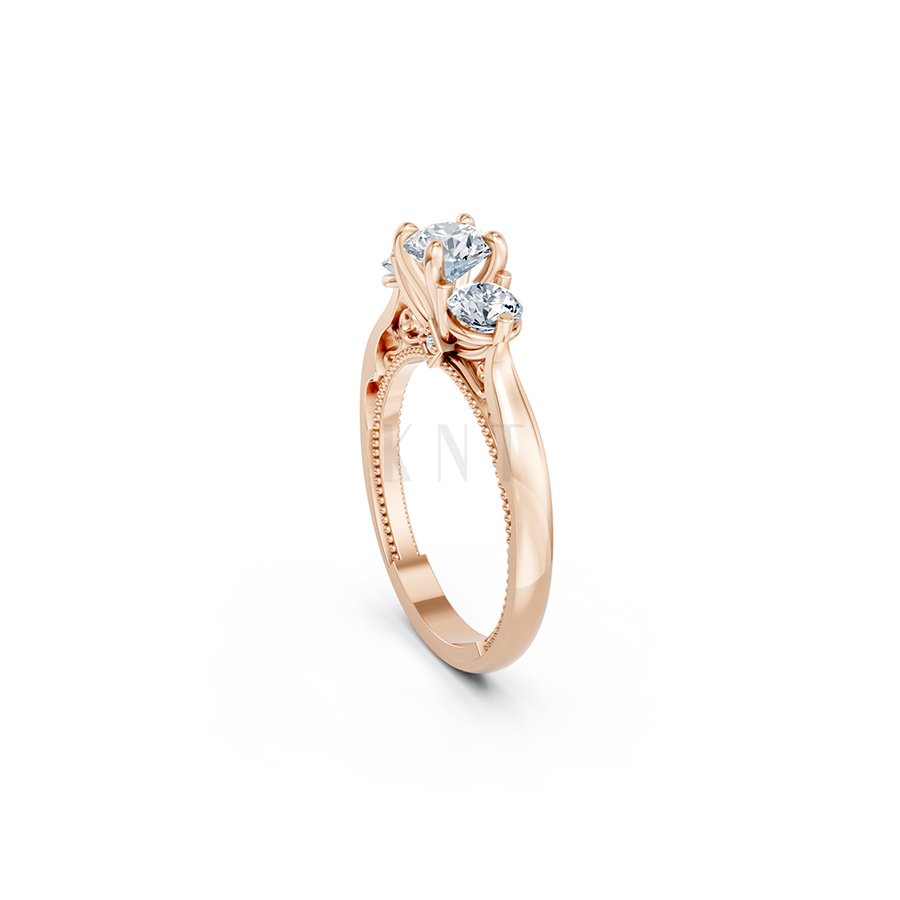 Nhẫn đính hôn đá cao cấp R406 – ADELINA màu vàng hồng Rose Gold phong cách trẻ trung, nổi bật