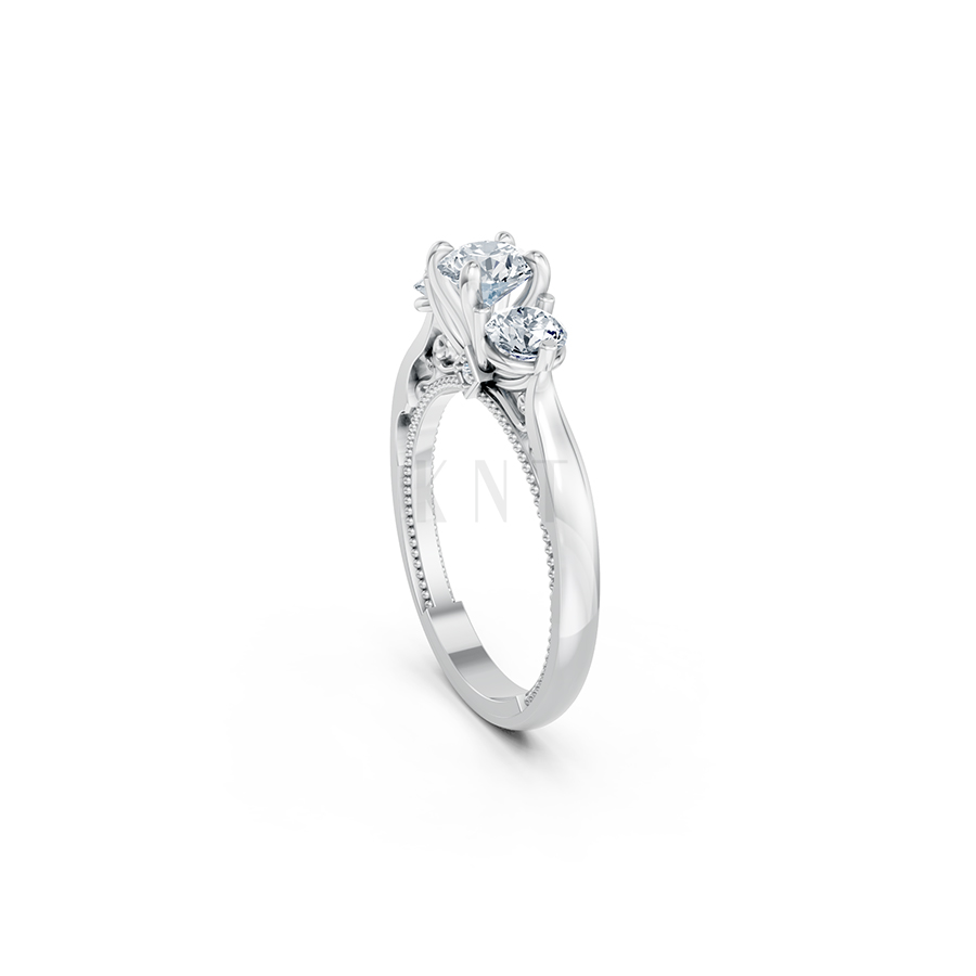 Nhẫn đính hôn đá cao cấp R406 – ADELINA màu vàng trắng White Gold vàng sáng, đường nét sắc sảo, tinh tế