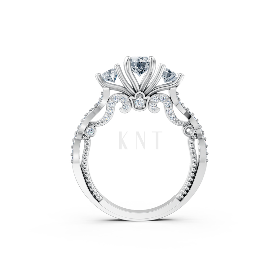 Nhẫn đính hôn đá cao cấp R407 – ADELE màu vàng trắng White Gold kiểu dáng cá tính, hiện đại