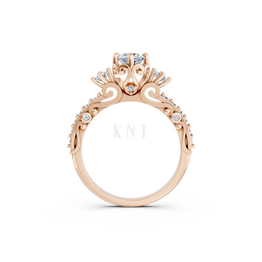 NHẪN ĐÍNH HÔN SEOUL R425 màu vàng hồng Rose Gold vàng đẹp, họa tiết hình học, độc đáo