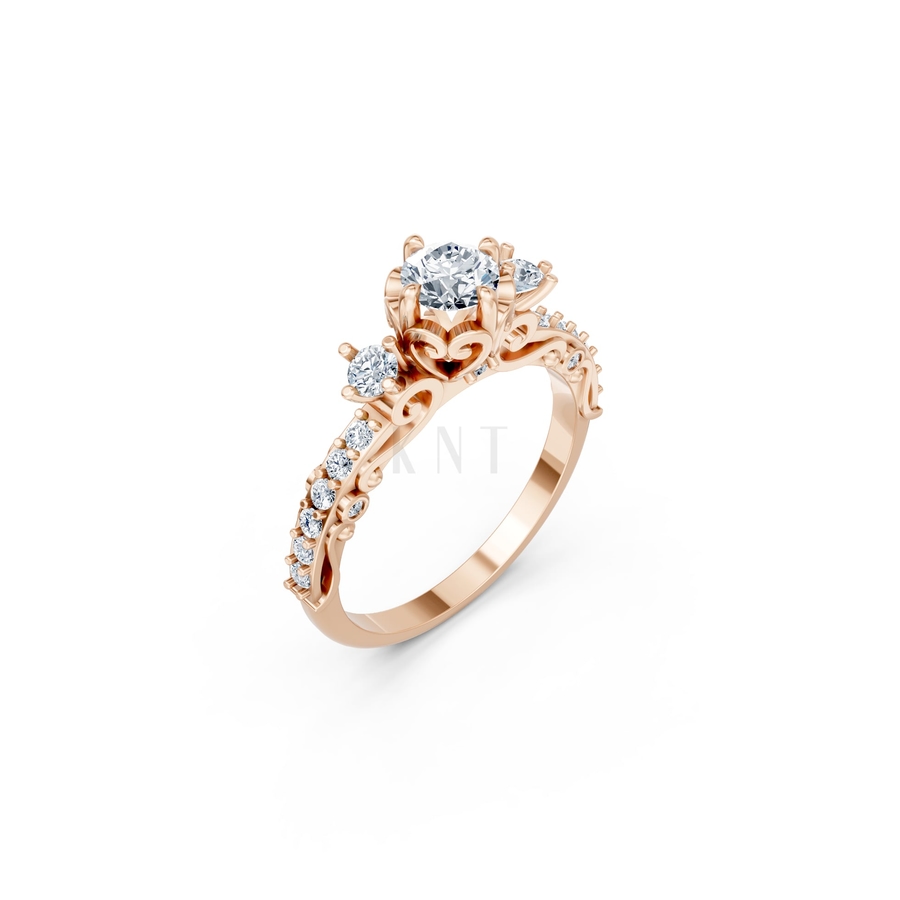 NHẪN ĐÍNH HÔN SEOUL R425 màu vàng hồng Rose Gold họa tiết ấn tượng, cá tính