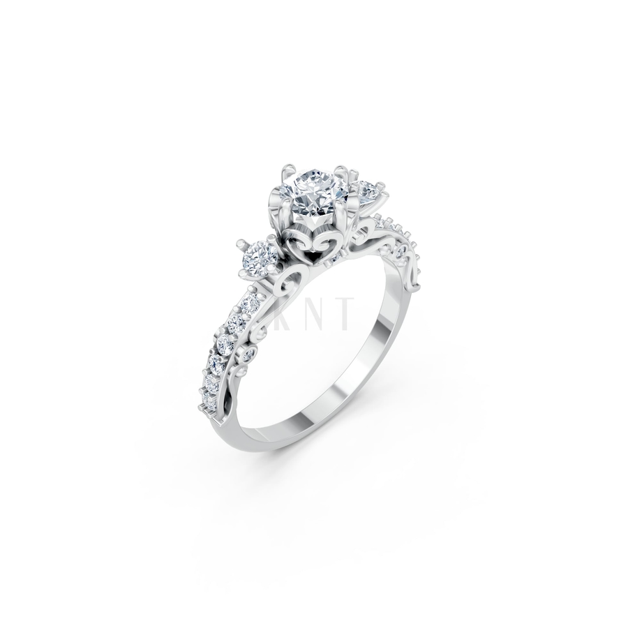 NHẪN ĐÍNH HÔN SEOUL R425 màu vàng trắng White Gold kiểu dáng hiện đại, nổi bật