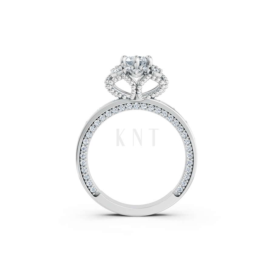 Nhẫn đính hôn SEOUL R427 màu vàng trắng White Gold kiểu dáng cá tính, hiện đại