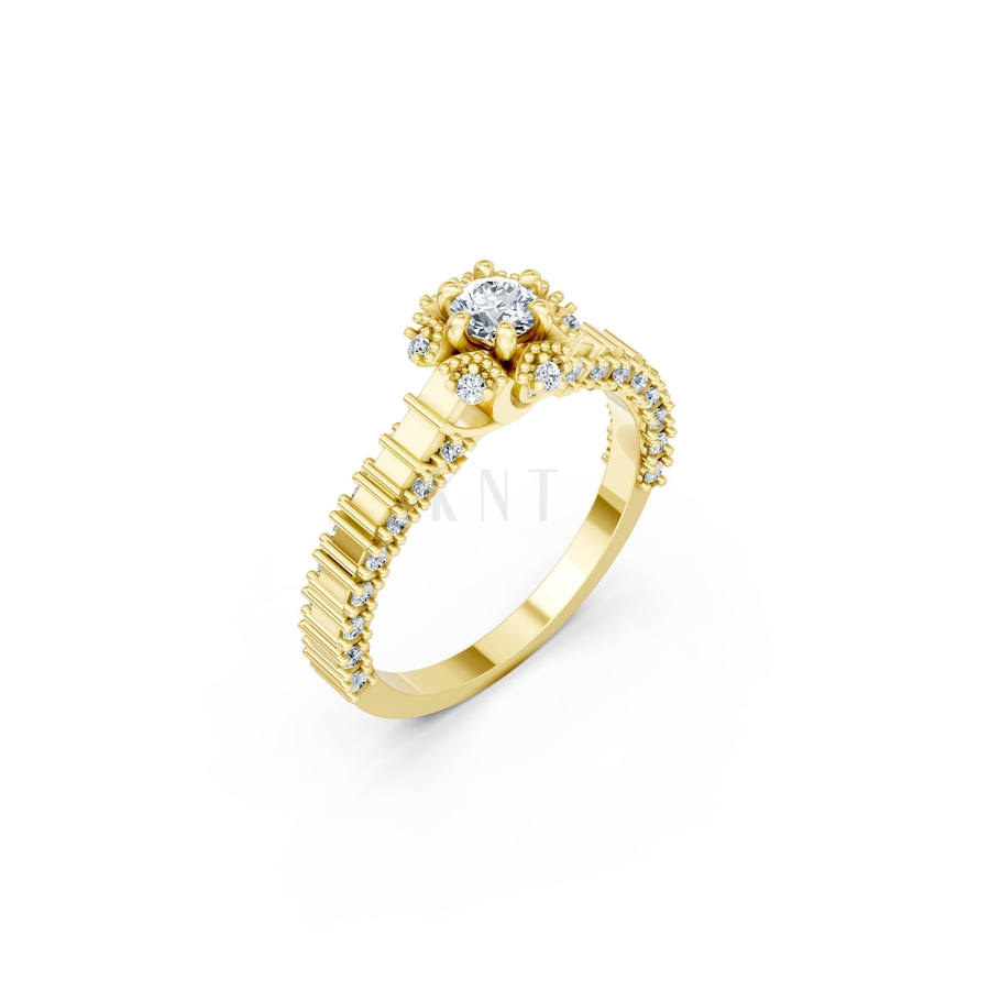 Nhẫn đính hôn SEOUL R428 màu Vàng Gold thiết kế tinh tế, sang trọng