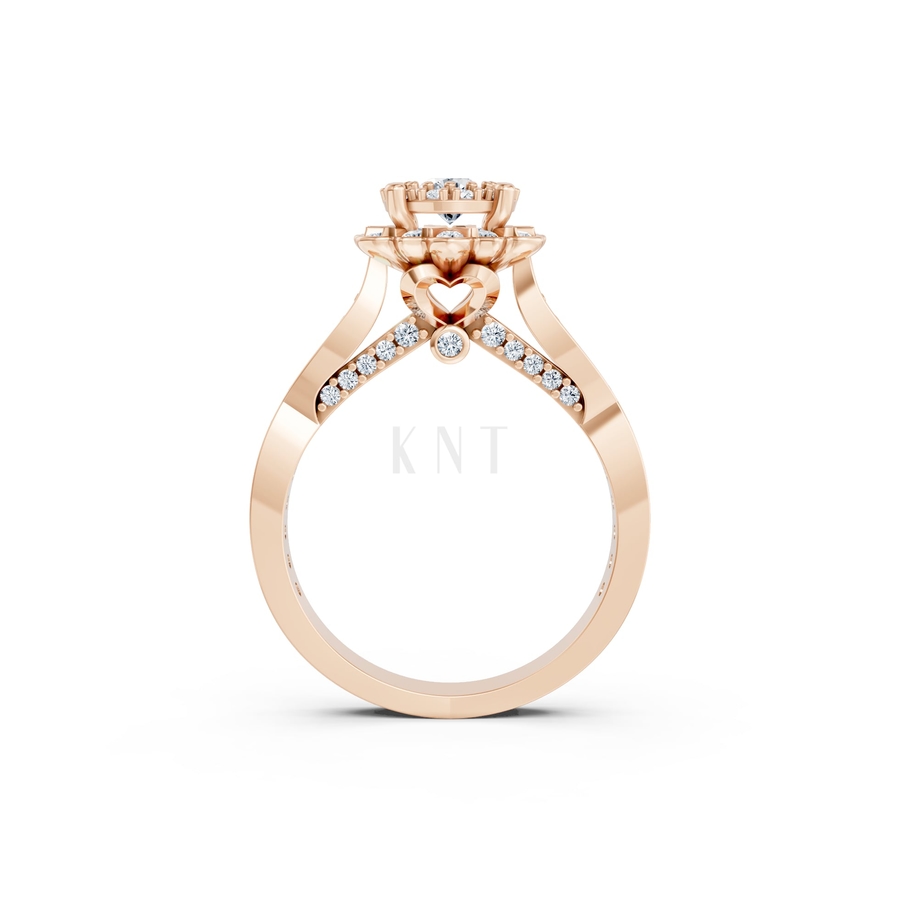 NHẪN ĐÍNH HÔN SEOUL R429 màu vàng hồng Rose Gold vàng đẹp, họa tiết hình học, độc đáo