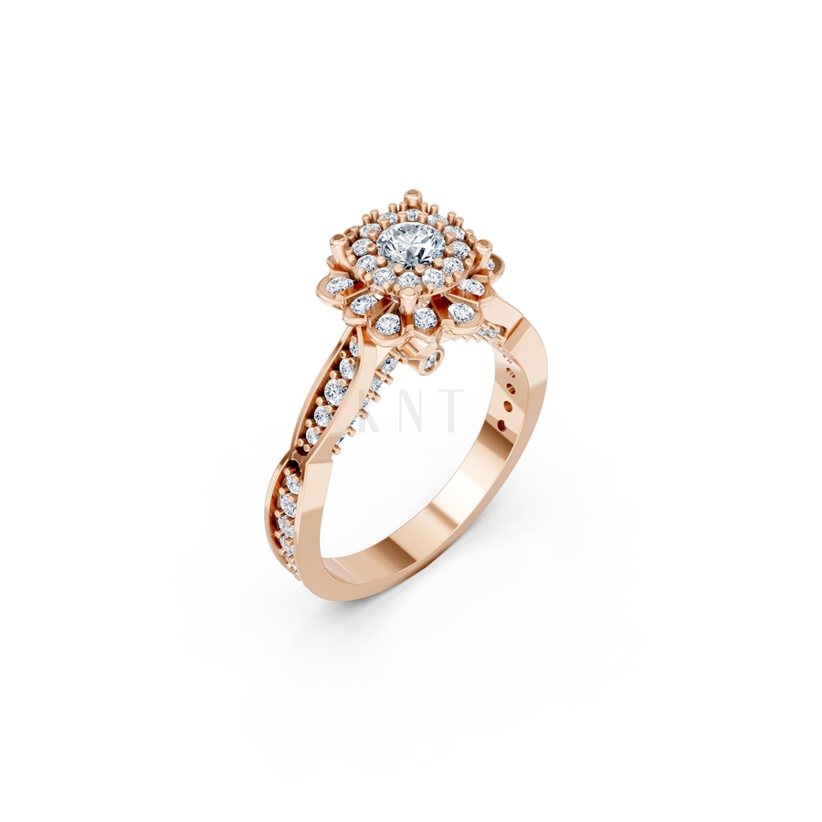 NHẪN ĐÍNH HÔN SEOUL R429 màu vàng hồng Rose Gold họa tiết ấn tượng, cá tính