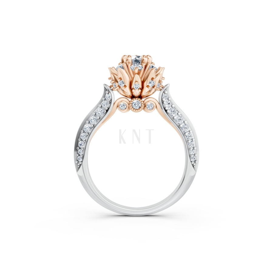 NHẪN ĐÍNH HÔN SEOUL R430 phối màu Dual Color vàng đẹp, họa tiết hình học, độc đáo