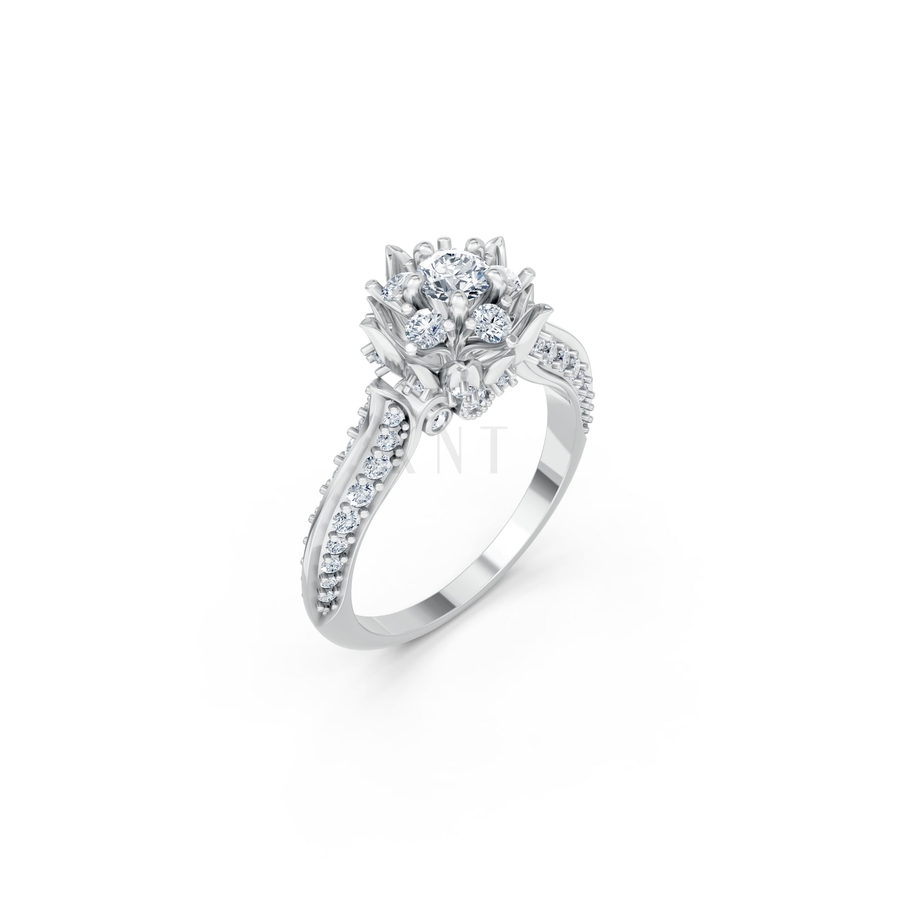 NHẪN ĐÍNH HÔN SEOUL R430 màu vàng trắng White Gold kiểu dáng hiện đại, nổi bật