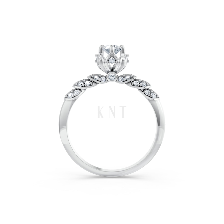 NHẪN ĐÍNH HÔN SEOUL R442 màu vàng trắng White Gold kiểu dáng cá tính, hiện đại