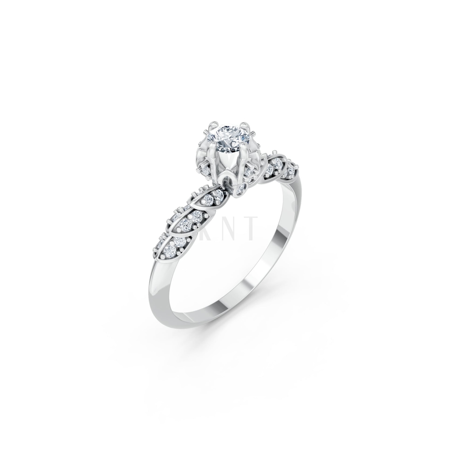 NHẪN ĐÍNH HÔN SEOUL R442 màu vàng trắng White Gold kiểu dáng hiện đại, nổi bật